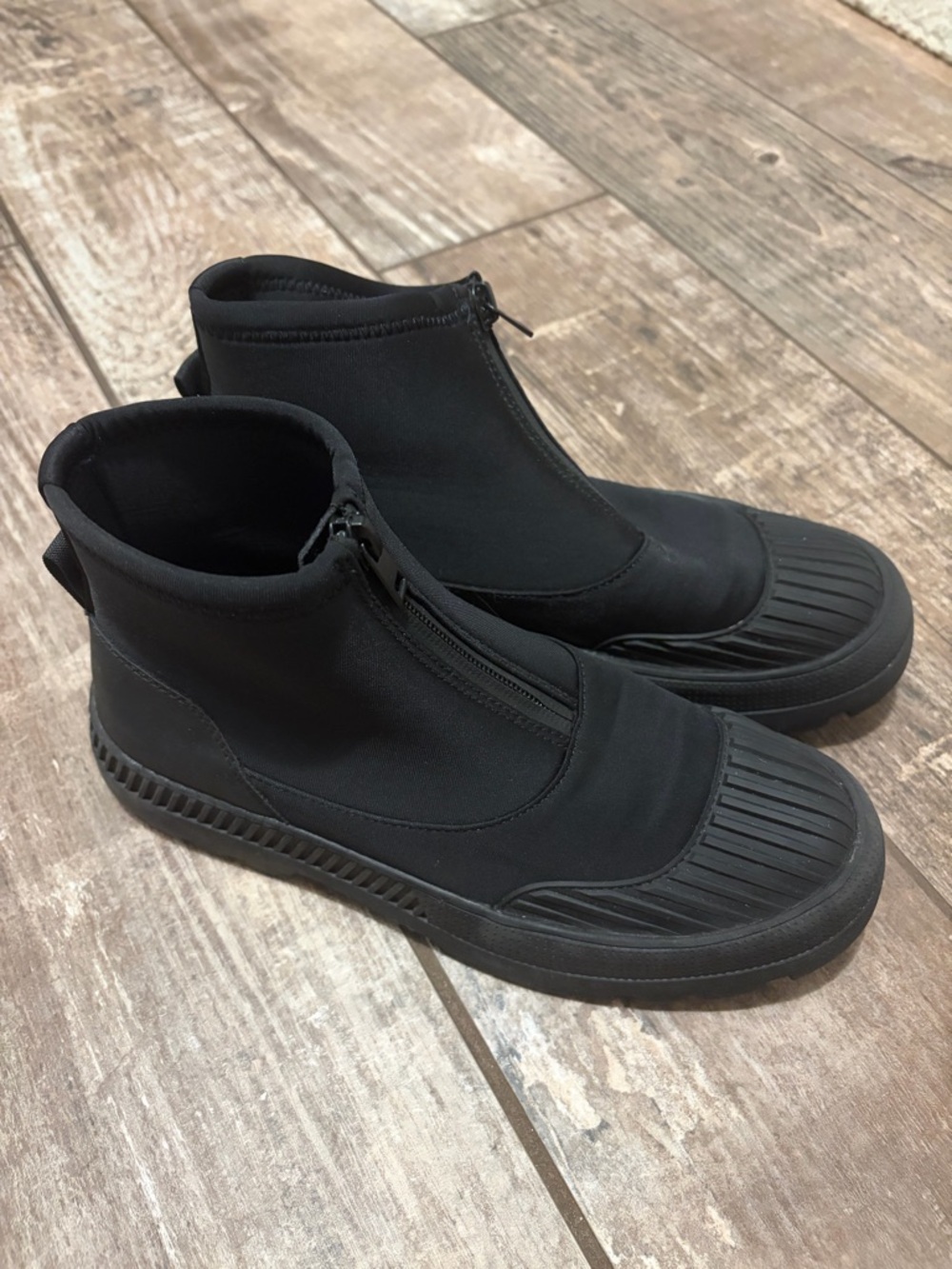 Zara Kids Black Zip-Front Boot Sneakers